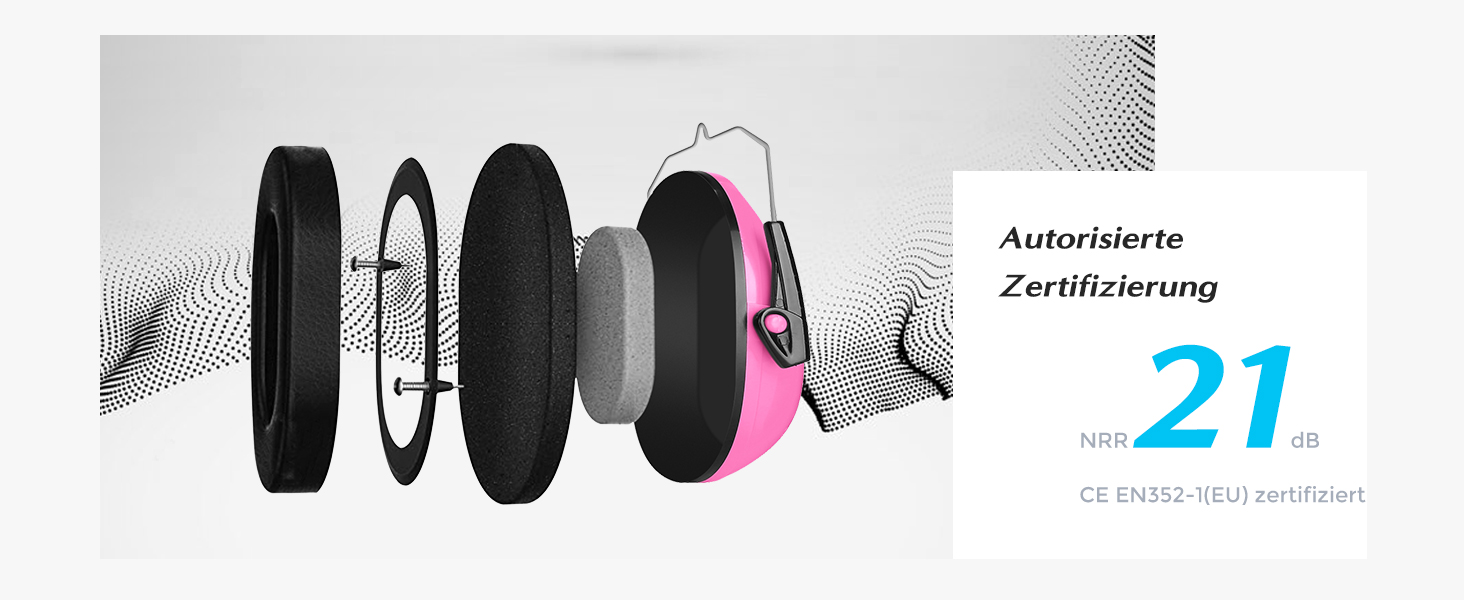 ProCase Навушники захисні дитячі шумоізоляційні, рожеві, для сну, подорожей, 3-12 років, NRR 21dB