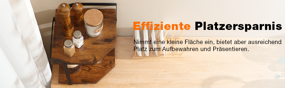 Corner shelf for kitchen with 2 tiers, spice rack wood, kitchen shelf, kitchen organizer, corner shelf for kitchen countertop, shelf for kitchen countertop, small shelf for kitchen, living room, office, 30 x 30 x 32cm