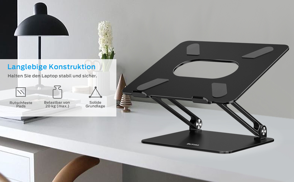 Adjustable Aluminum Laptop Stand - Ventilated Laptop Holder for 10-17 inch Laptops - Compatible with MacBook, Dell, HP, Samsung, Acer