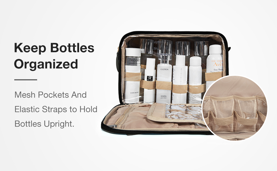 Сумка для косметики BAGSMART для подорожей, чорна, середнього розміру. Сумка-органайзер для туалетних аксесуарів, косметики та необхідних речей у подорожі.
