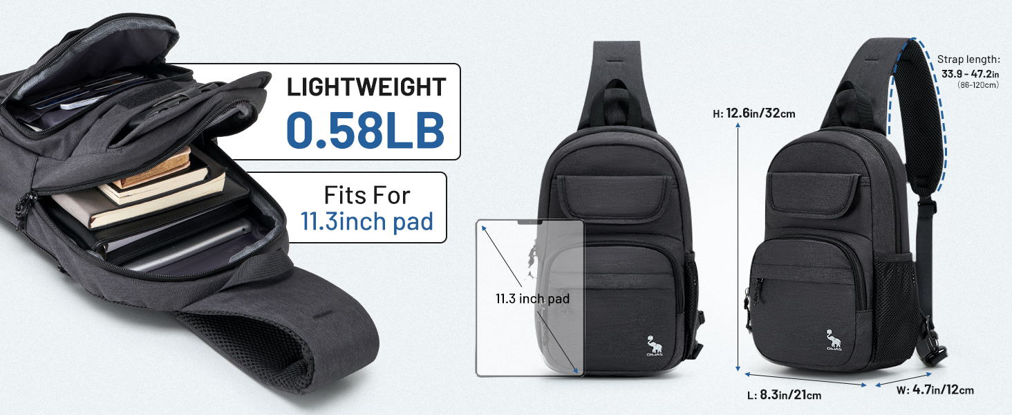 Чоловіча нагрудна сумка Oiwas, маленька сумка через плече для чоловіків та жінок, спортивна сумка для піших прогулянок та активного відпочинку (чорна)