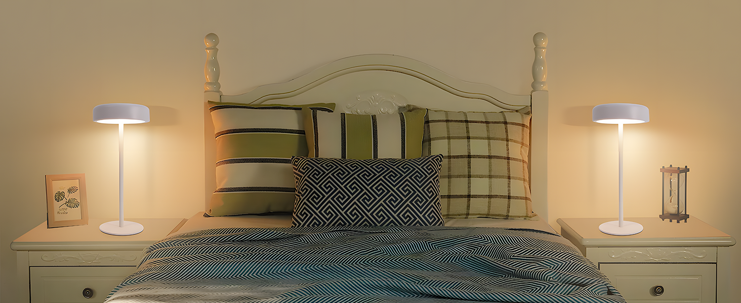 Настільна лампа на сонячній батареї з акумулятором LED, 2 шт. - Бездротова, з димером, сенсорна, біла, для дому та вулиці (IP44)