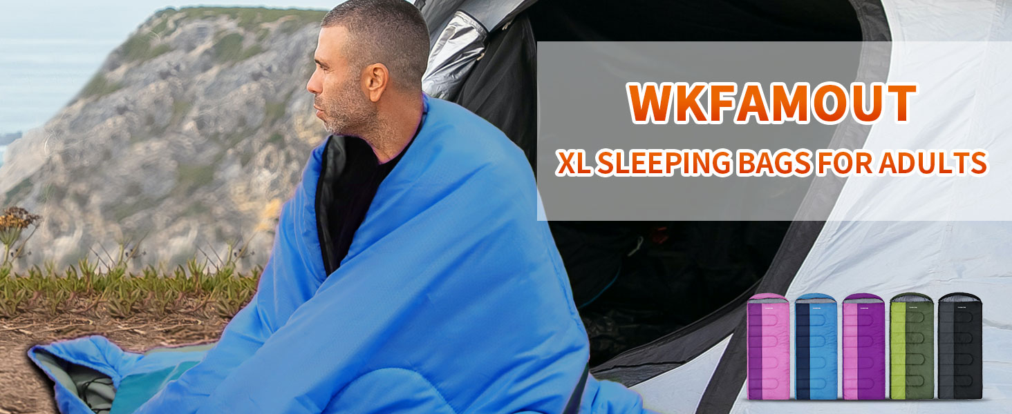 Спальний мішок WKFAMOUT для дорослих, зимовий, водонепроникний, 3-4 сезони, 10°C комфорту, синій, 220x85 см