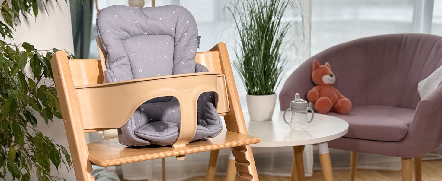Зменшувач сидіння LaLoona для стільчика Stokke Tripp Trapp, м'яка дитяча подушка з бавовни, OEKO-TEX, машинне прання, сірий з візерунком