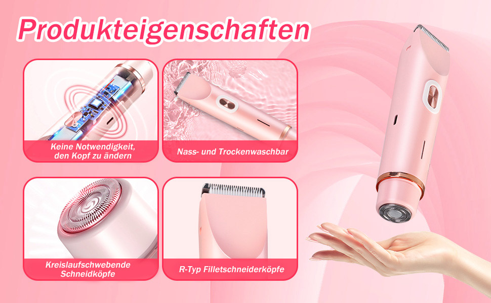 Електричний жіночий епілятор 2-в-1 Silky Glow: для тіла, обличчя, бікіні. Вологостійкий, рожевий