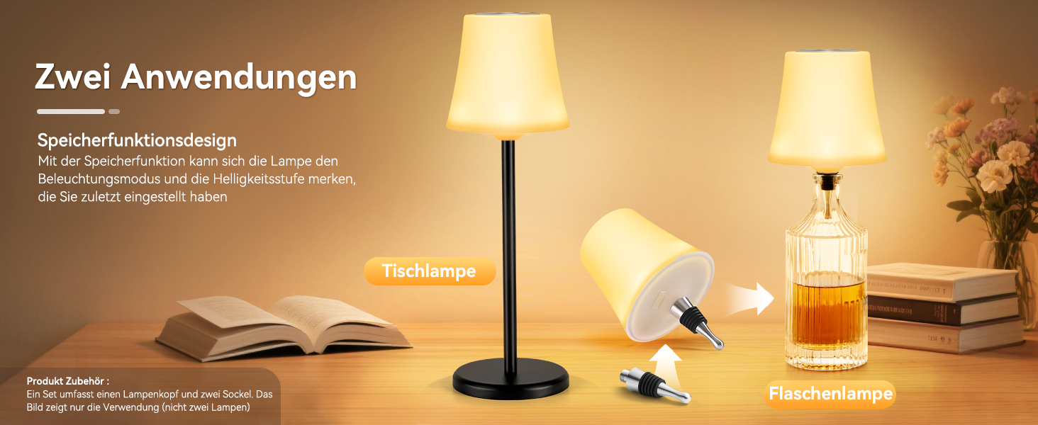 Світлодіодні настільні лампи бездротові 2 шт, IP54, акумуляторні, білі, з димером, сенсорне управління, 5200mAh для ресторанів, спальні