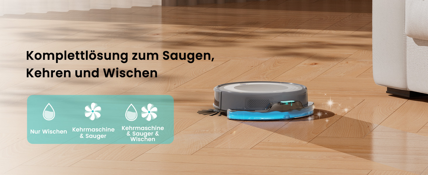 Робот-пилосос LEFANT M310 Ultra з функцією миття підлоги, сірий. Anti-Tangle, точне уникнення перешкод, керування через додаток та Alexa. Для тварин, килимів.