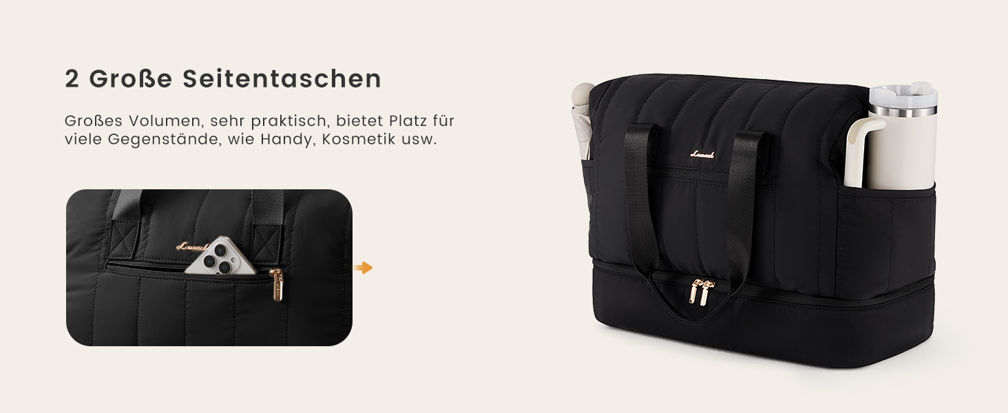 Сумка-рюкзак LOVEVOOK для жінок, велика дорожня сумка-рюкзак з відділенням для взуття та мокрих речей, 40L, 2 шт., чорний