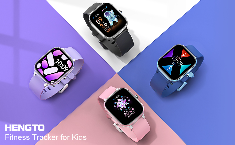 Дитячий фітнес-трекер: крокомір, вимірювання пульсу, 19 режимів, водонепроникний IP68, фіолетовий