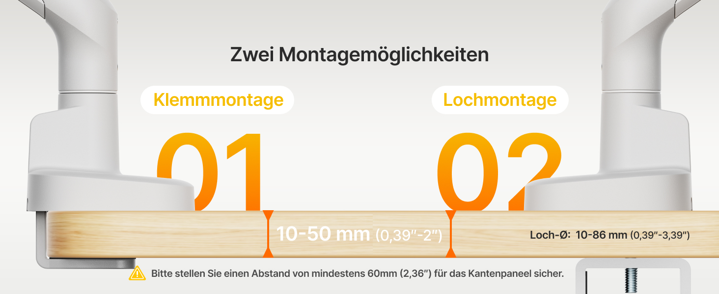 Кронштейн для монітора monTEK для екранів 17-40 дюймів, білий, настінний/настільний, витримує до 12 кг, VESA 75/100, з USB-портами, регулювання висоти, нахилу та повороту 360°