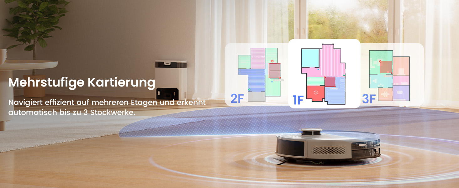 Робот-пилосос LEFANT M2 Pro з автоматичною системою викачування пилу, лазерною навігацією та картографією, індивідуальним налаштуванням, уникненням перешкод, ідеальний для видалення шерсті тварин. Білий/Сірий