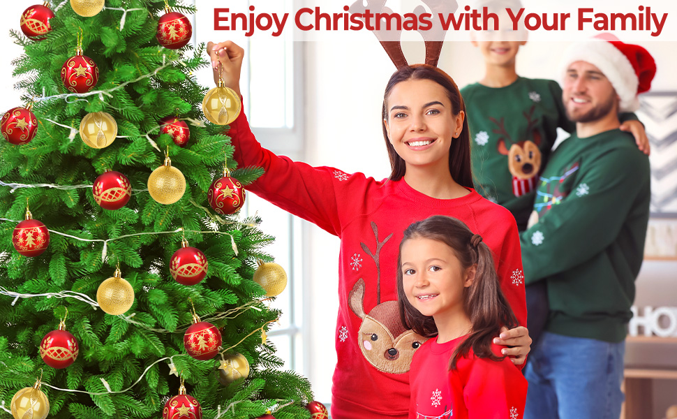 Набір прикрас на ялинку 30 шт. Кульки для ялинки 6 см, червоні та золоті, пластик