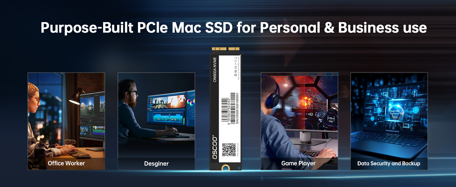 SSD NVMe PCIe Gen3.0x4 512GB для Mac (2013-2018) - до 2000 МБ/с читання, 1600 МБ/с запис