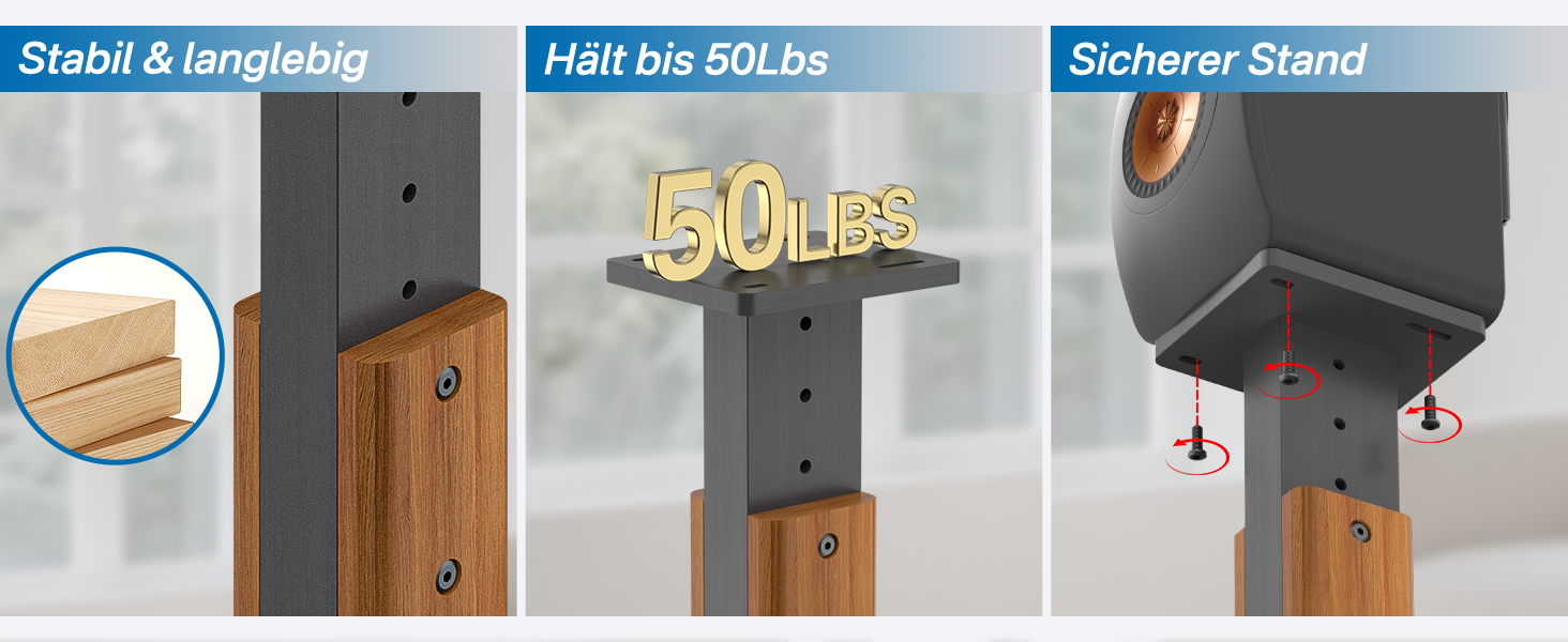 Регульовані підставки для акустики KEF LS50 Meta/Wireless II - Пара, дерев'яний масив, міцна конструкція (до 23 кг)