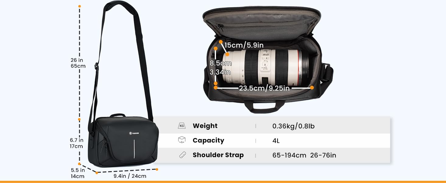 Чохол для камери TARION: водонепроникний, для DSLR та системних камер, з відділеннями для аксесуарів, чорний