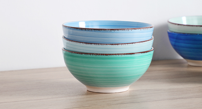 Vancasso Soup Bowls, Stoneware, BONITA 6-Piece Bowl Set, Salad Bowl, Pasta Bowls, Bowl Set