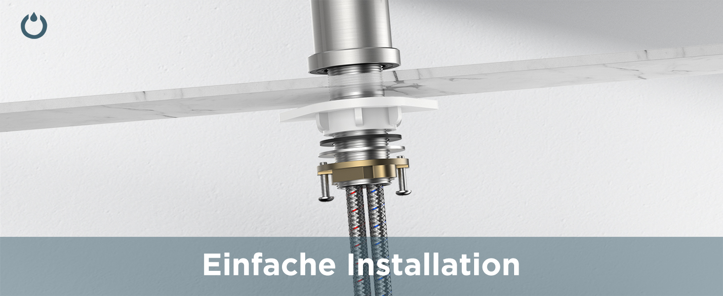 Змішувач для кухні FORIOUS з поворотним гусаком 360°, однорідний, з нержавіючої сталі, для встановлення в 1 отвір