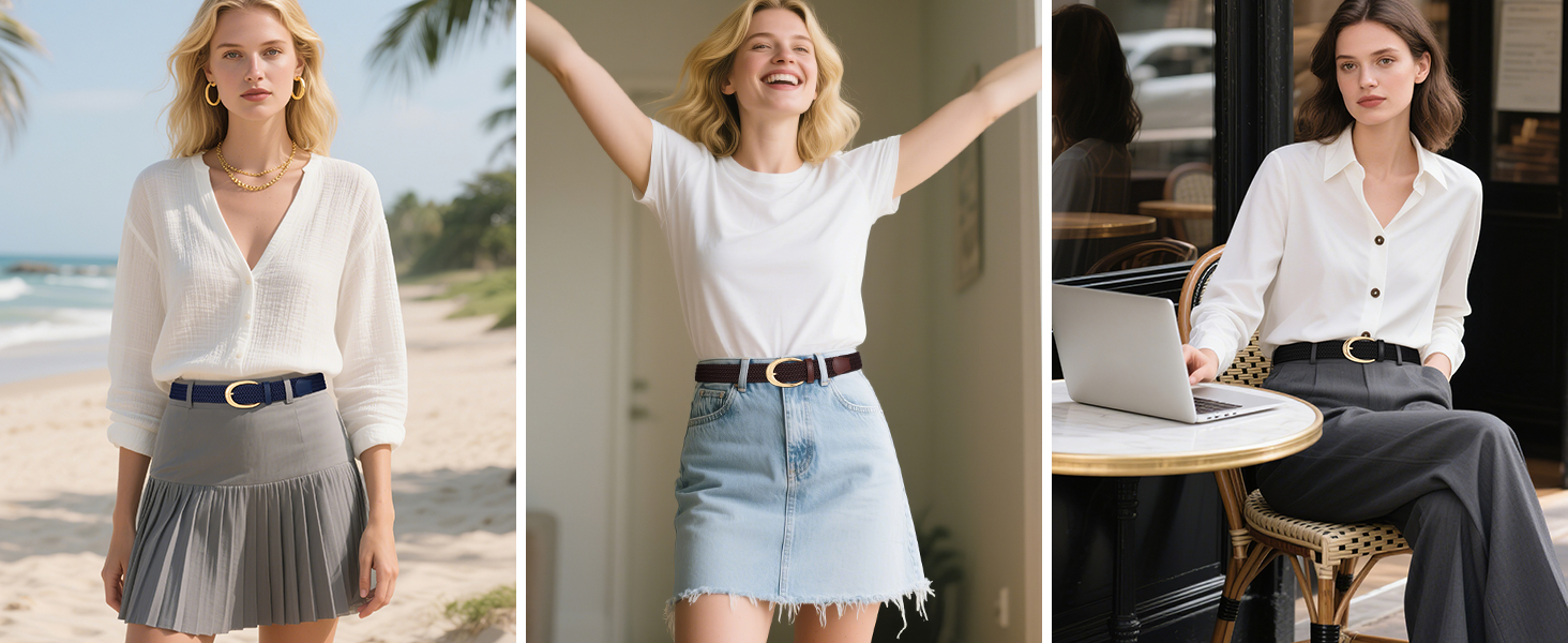 Плетений ремінь WERFORU: еластичний жіночий/чоловічий ремінь з пряжкою кольору хакі, 110 см