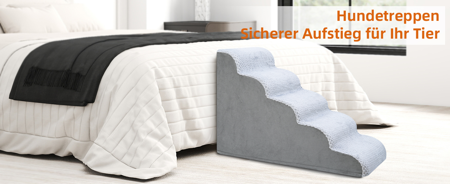 Східці для собак KSIIA, 3 сходинки, 40 см, для маленьких собак та котів, для ліжка, дивану, софи та авто, сірий колір, 40x57x40 см