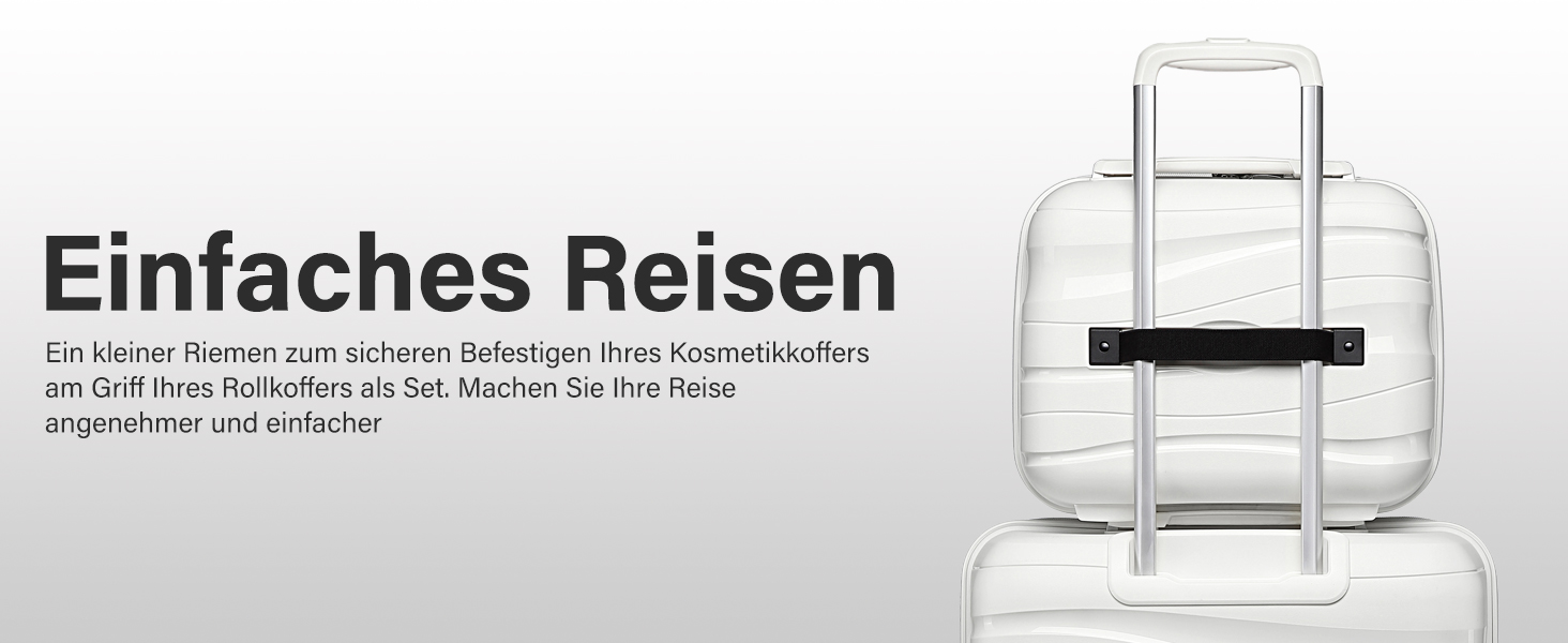 KONO Чемодан середнього розміру 65см з поліпропілену, з TSA замком, 65x46x26.5см (Крем-білий)