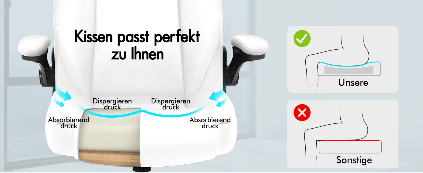 Офісне крісло ALFORDSON з регульованим нахилом 150°, обертання 360° та підставкою для ніг, PU-шкіра, чорний глянець (для дому та ігор)