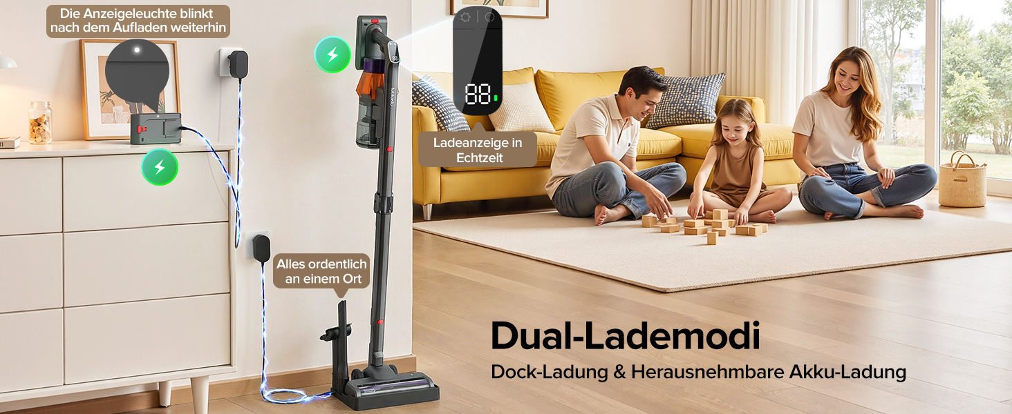 Бездротовий акумуляторний пилосос Lubluelu 600W, 55kPa, 7-ступенева фільтрація, для тварин, твердих поверхонь та килимів, сіро-фіолетовий