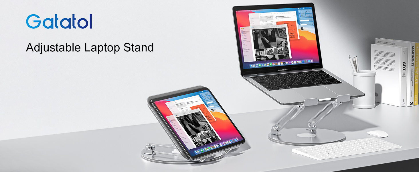 Підставка для ноутбука регульована по висоті, складана, ергономічна з вентиляцією та 360° поворотом, вертикальна, сумісна з MacBook, Dell, HP, 11-16'