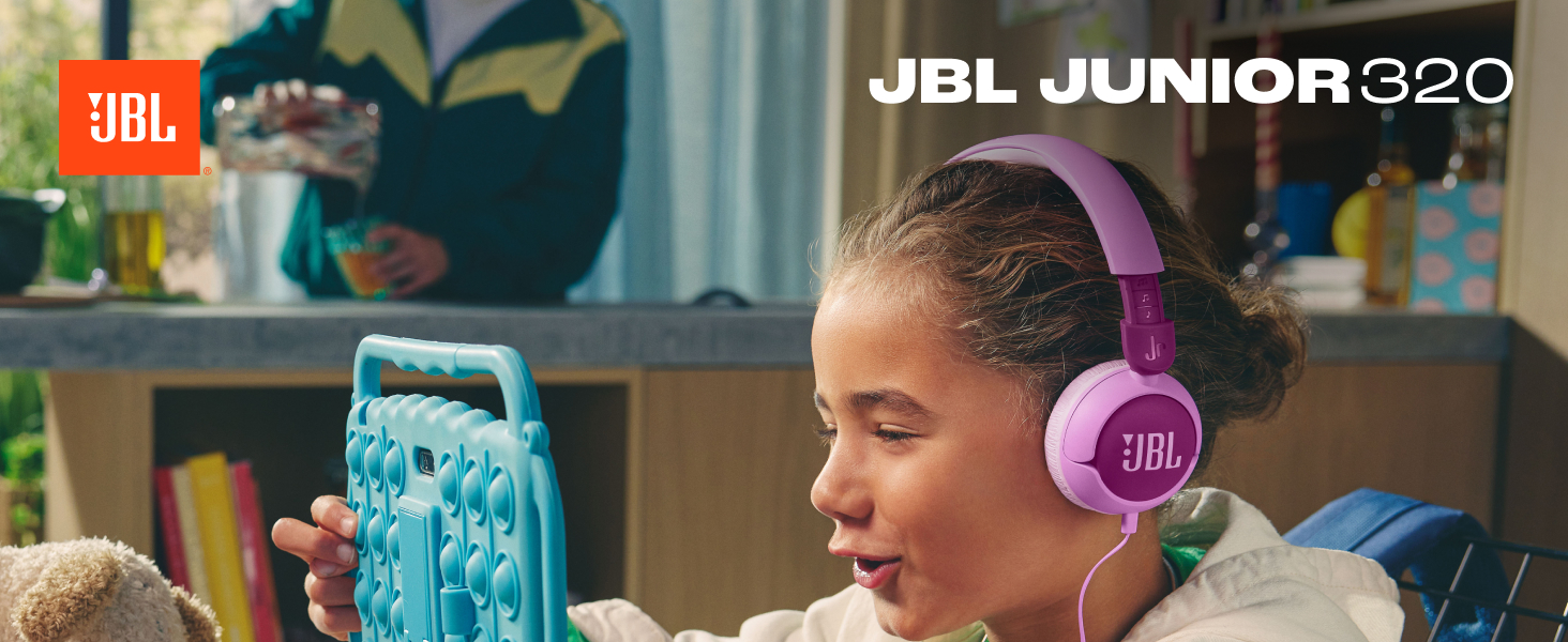 Навушники JBL Junior 320 для дітей з мікрофоном, кабель, блакитні, JBL Safe Sound, 12 мм, блакитний колір