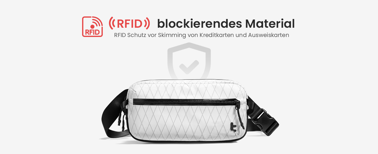 tomtoc Сумка на плече Sling Bag 3.5L з RFID-захистом - водонепроникна, для Switch, iPad mini, EDC, подорожі | X-pac White