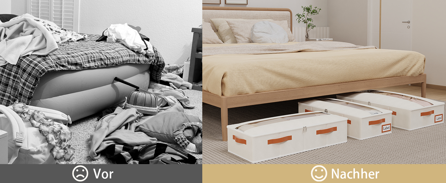 Комод-органайзер під ліжко Yawinhe, 2 шт., з прозорою кришкою та ручками, 80x40x15 см, для зберігання речей у спальні