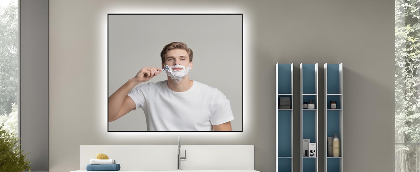 LED дзеркало для ванної кімнати 45x65 см з підсвічуванням, IP54, 6500K, прямокутне, енергозберігаюче, біле