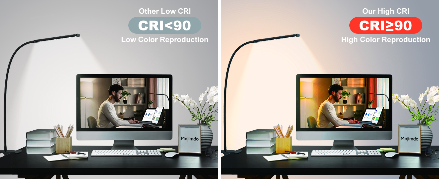 Лампа настільна LED Mojimdo 77 з пультом, 40 см, 3 кольори, 5 рівнів яскравості, гнучкий поворот 360°, USB-зарядка, чорна (70 см висота)