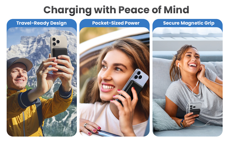 Powerbank MagSafe 10800mAh з LED дисплеєм: швидка зарядка 25W PD, USB-C, для iPhone 16/15/14/13/12, чорний