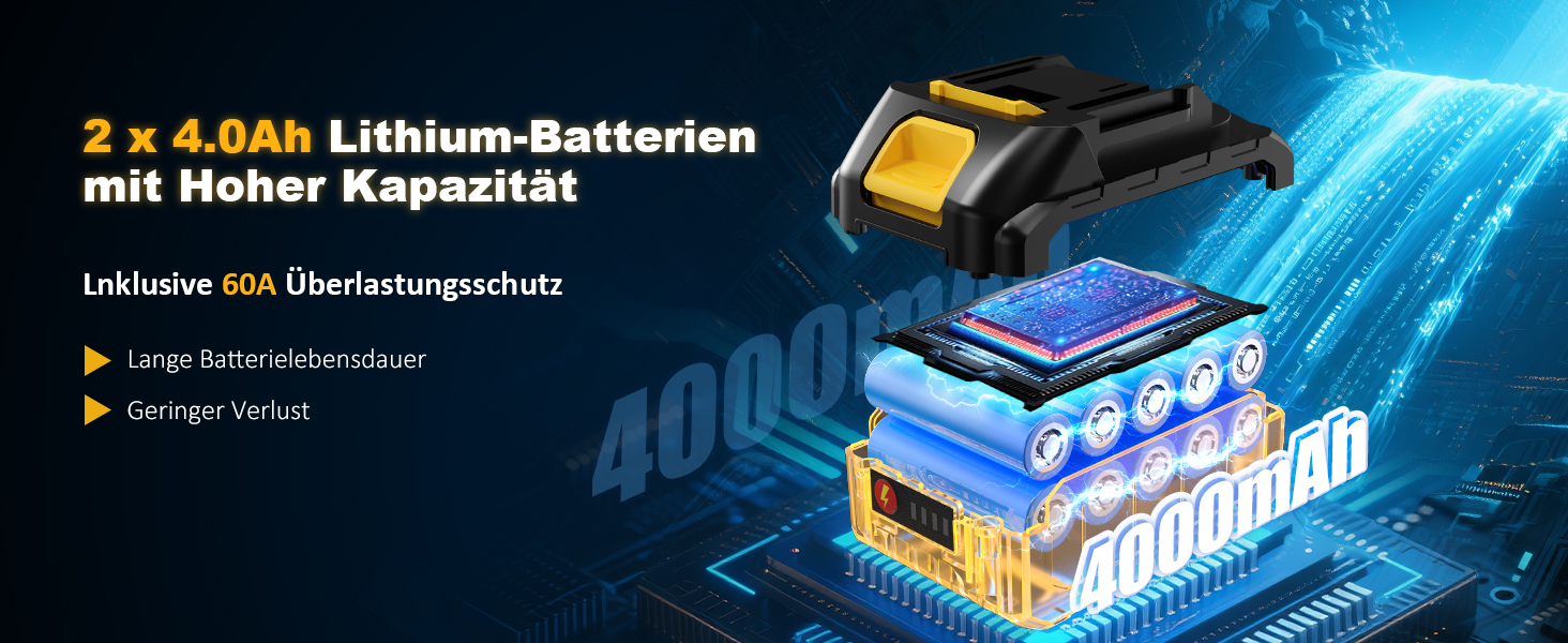 Акумуляторний ударний дриль-шуруповерт 21V - 120Nm безщітковий, комплект з 2 акумуляторами 4Ah, 20+3 ступені крутного моменту, патрон 13 мм, 2 швидкості, 35-елементний набір аксесуарів