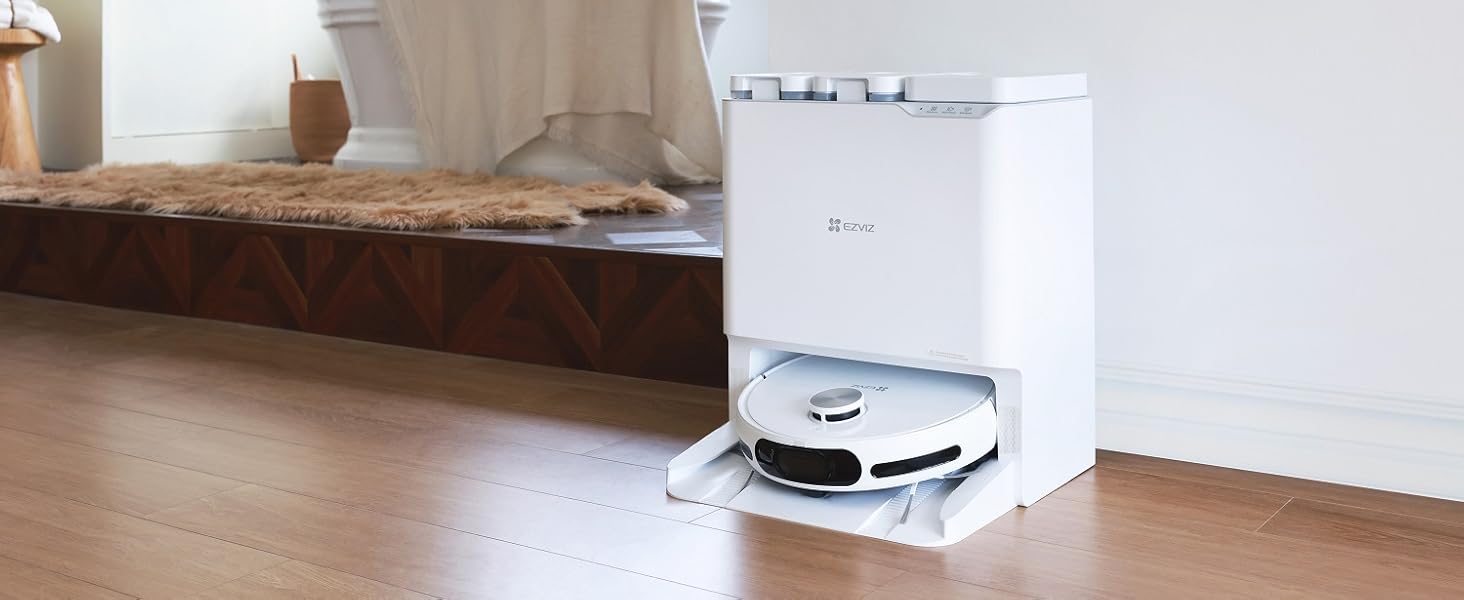 EZVIZ RE4C Plus: Робот-пилосос 3-в-1 з автоматичним очищенням, WiFi, LiDAR, 4000 Pa, керування через APP/Alexa/Google