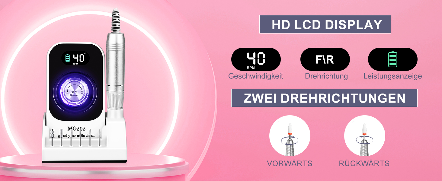 Електрична фрезер для нігтів 12в1 з кейсом, 40000 об/хв - професійний набір для манікюру та педикюру, для гелю та акрилу (білий)