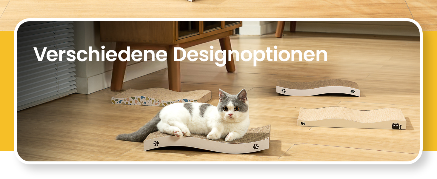 Кігтеточка для котів з коробкою та 4 змінними шарами з картону - велика кігтеточка з міцного гофрокартону, двосторонні шари для дряпання з наклейками DIY - місце для відпочинку котів у квартирі, захист меблів. Велика коробка для котів + 4 кігтеточки + наклейки