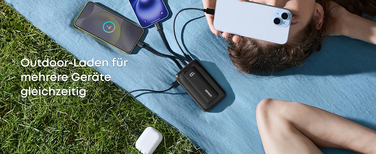 Anker Zolo Powerbank 20000mAh 45W: Зовнішній акумулятор з USB-C кабелем для iPhone, Samsung, MacBook (Чорний)