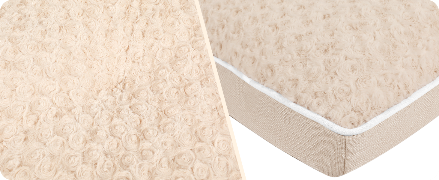 Ортопедичний лежак для собак, двоярусний килимок для собак, зручний лежак для собак, знімний кошик для собак, 90 см для собак маленьких та середніх порід (105 x 69 x 12 см, бежевий)