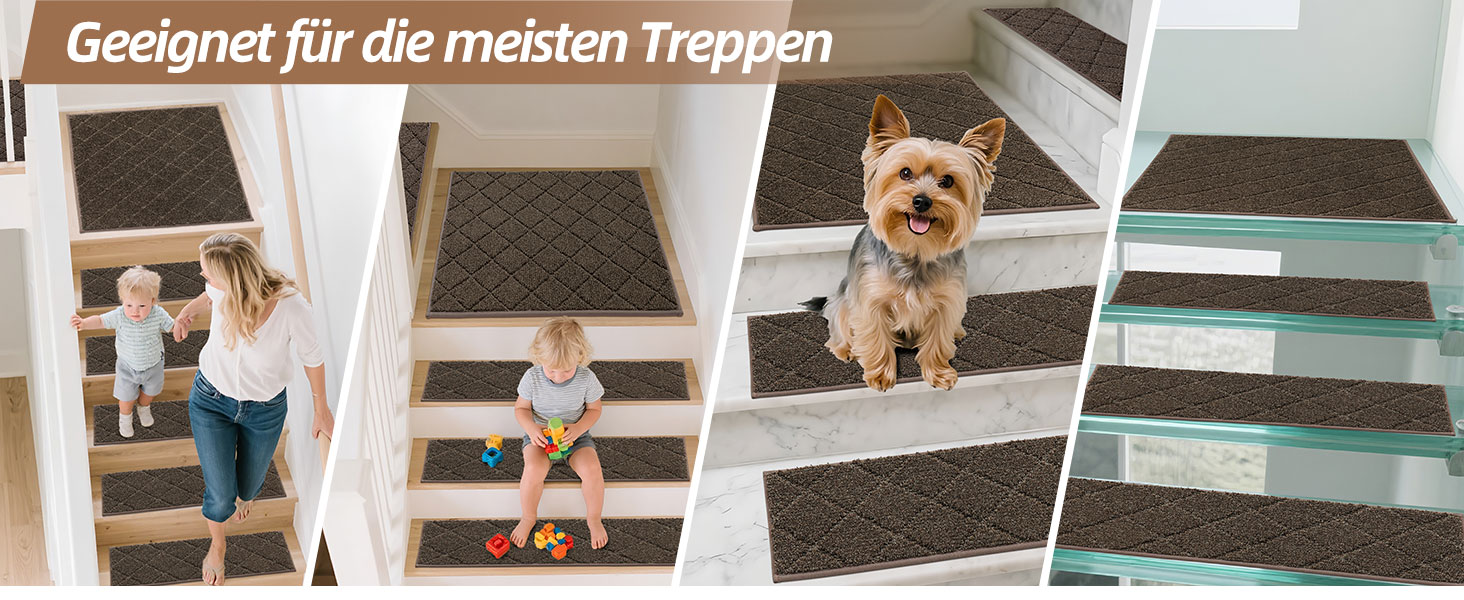 Ковзаючі сходи COSY HOMEER, 15 шт., 70 x 22 см, антиковзкі, самоклеючі, машинне прання, 100% поліестер, TPE-підкладка, для дітей, літніх людей та домашніх тварин, сірий та білий