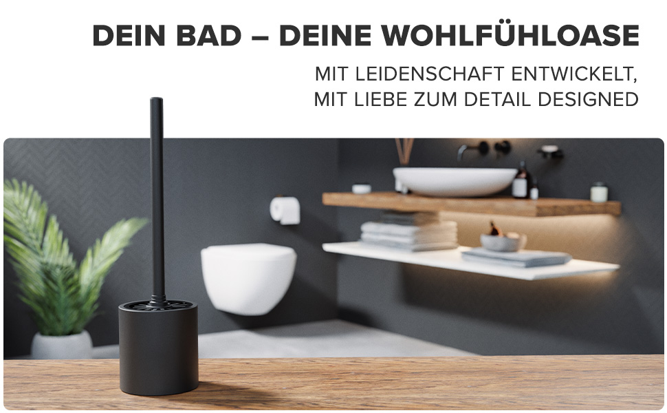 Набір для чищення унітазу Skrova | Силіконова щітка для унітазу | Стійка | Чорний матовий | Змінний насадка | Сучасний дизайн