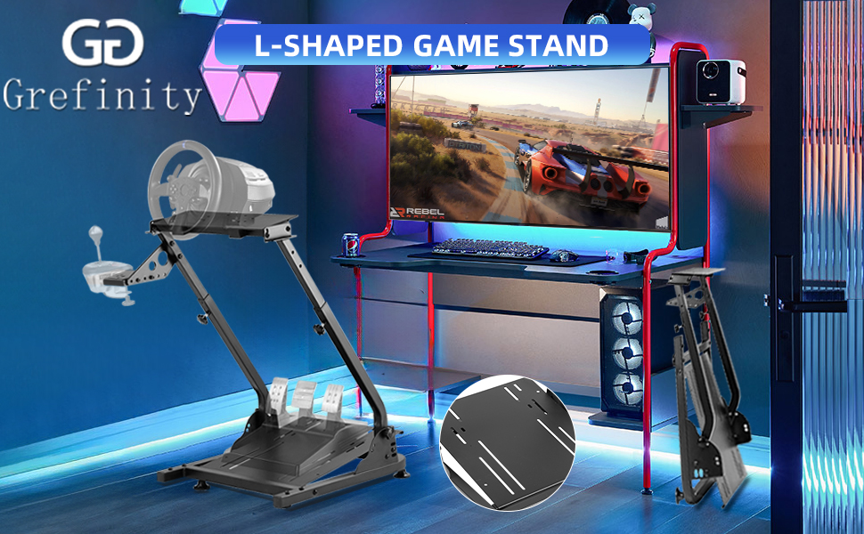 Складаний стійка-держак для керма Grefinity для Logitech G29/G920/G923, Thrustmaster T300RS/T150/TX, Fanatec, PXN — регульована висота (56–78 см), вуглецева сталь