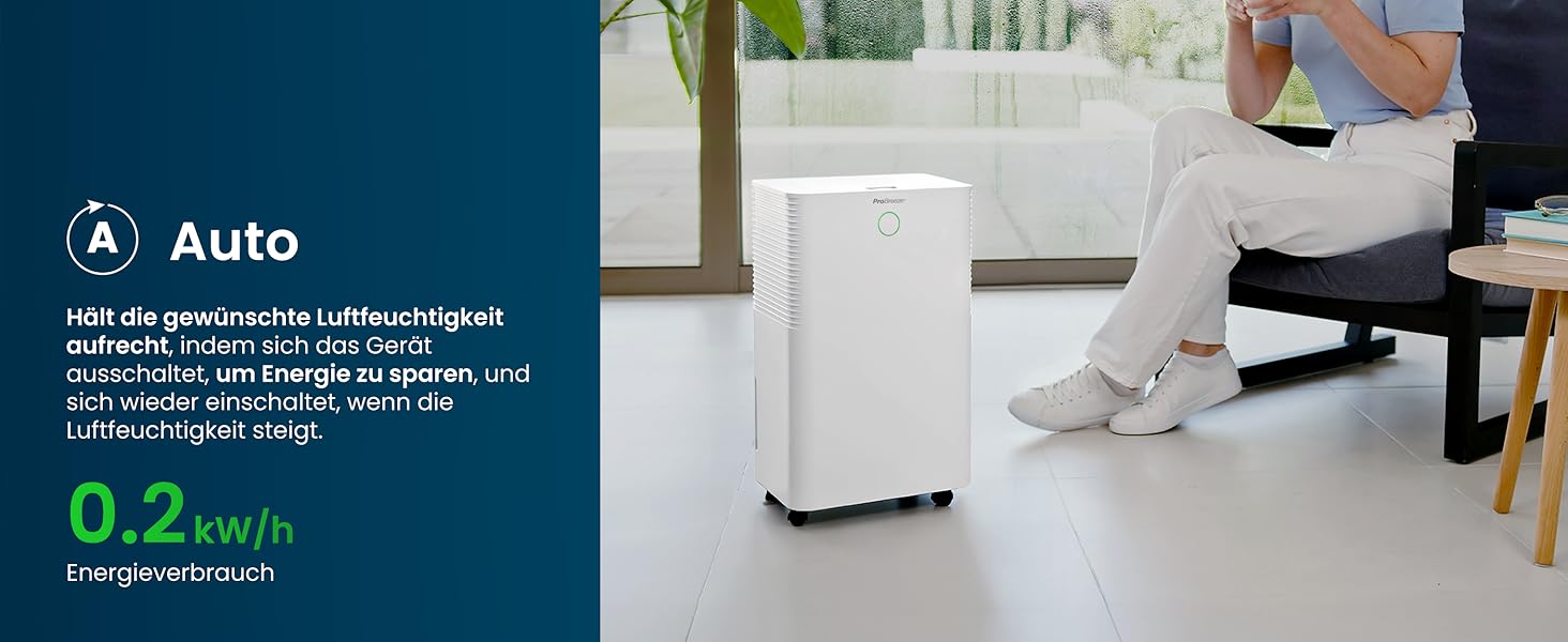 Осушувач повітря Pro Breeze OmniDry 12 л/доба, електричний, цифровий дисплей, вологомір, дренажний шланг, таймер, тихий режим, проти вологи та цвілі