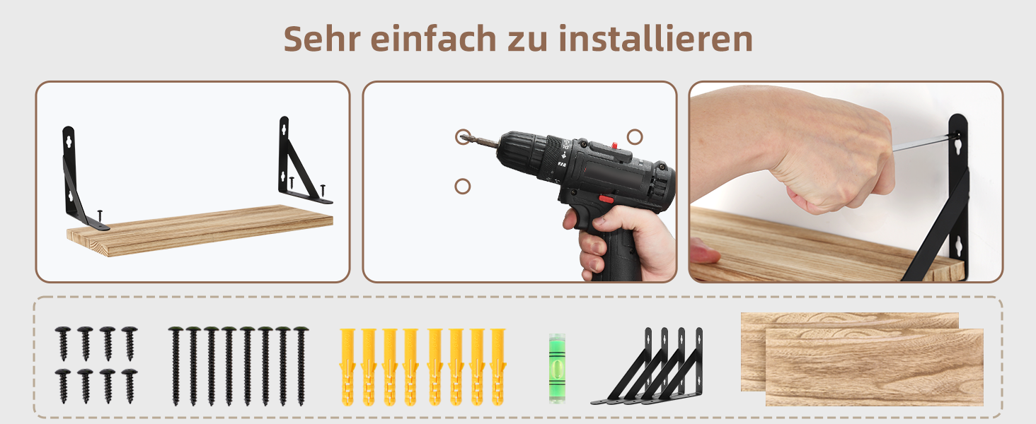 Настінна полиця з дерева, 2 шт. у комплекті, рустикальний стиль, з тримачем для рушників, світло-коричневий колір, для спальні, вітальні, ванної кімнати, кухні, офісу