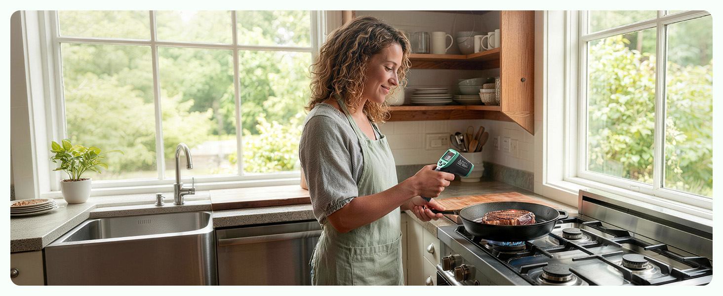 Інфрачервоний термометр ERICKHILL -50℃~800℃: безконтактний лазерний вимірювач температури з LCD-дисплеєм, регульована емісійність. Підходить для приготування їжі, грилю, заморожування, промисловості.