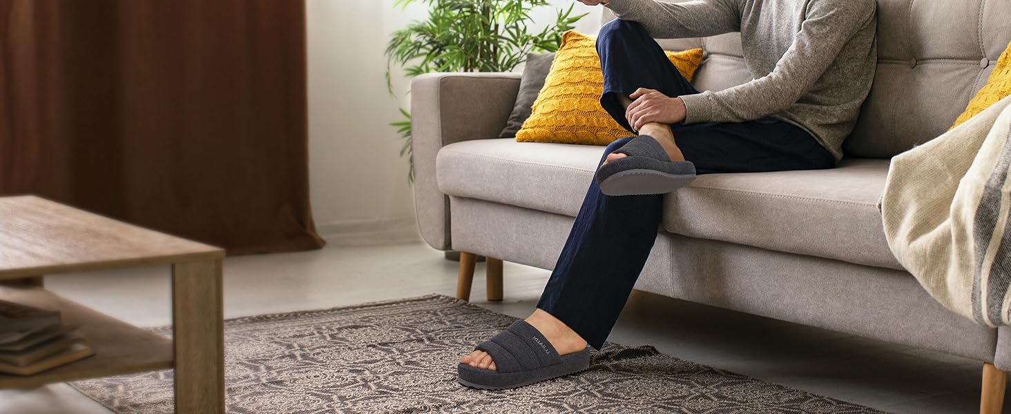 Чоловічі тапочки KuaiLu: стильні, з м'якою устілкою з піною пам'яті, для дому та вулиці, сірі, 46 EU