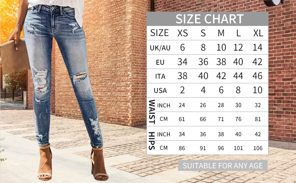 Джинси жіночі стрейч Slim з потертостями та високою талією, блакитні. Модні вузькі джинси Streetwear