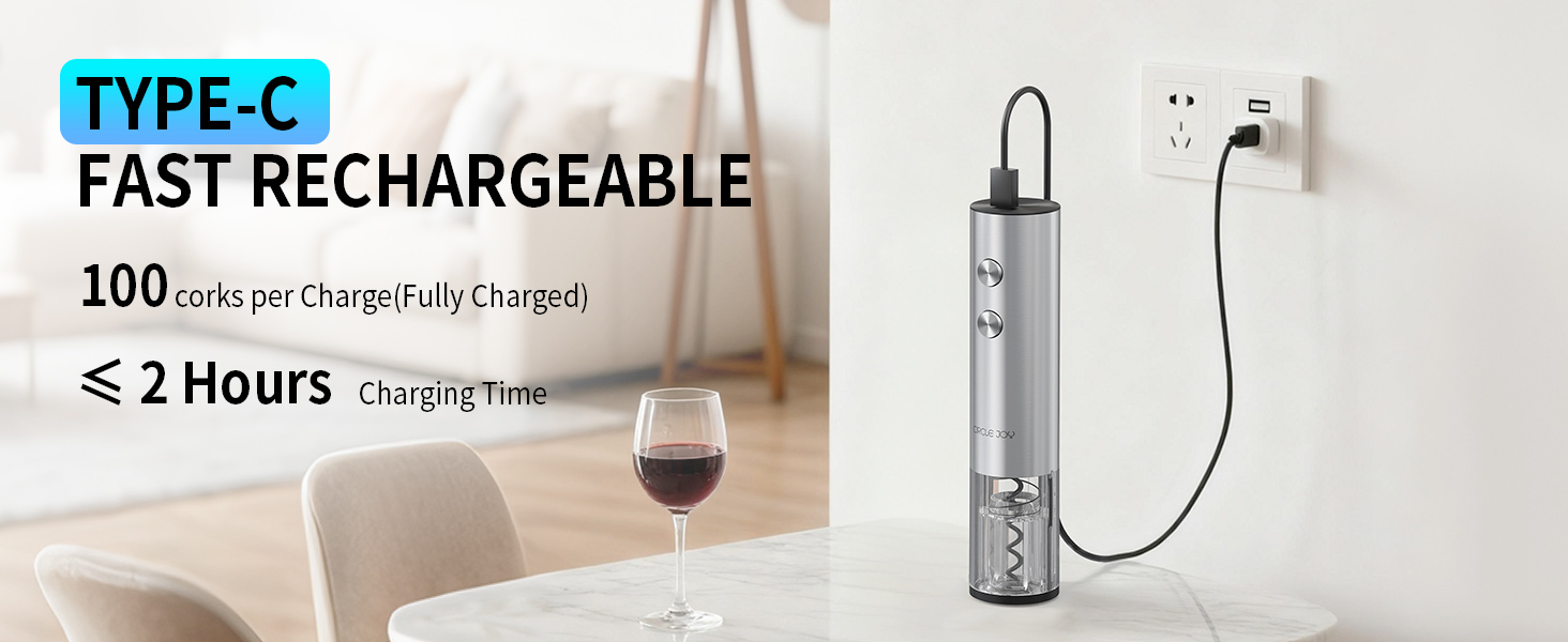 Електричний відкривачка вин CIRCLE JOY 6-в-1 з зарядною станцією, набір з нержавіючої сталі, з різаком фольги та вакуумними закривачами