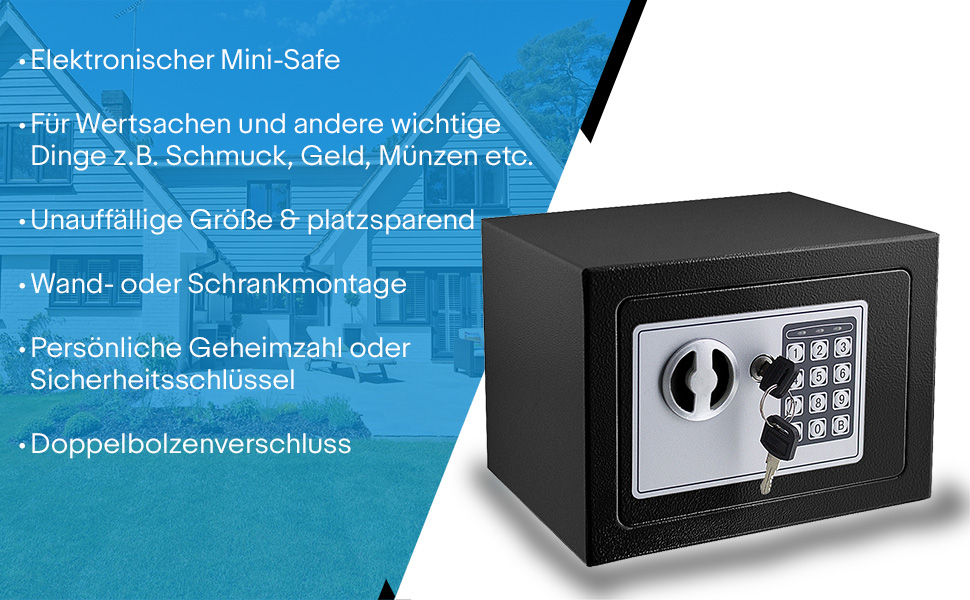 Електронний мінісейф Safe Tresor для стін, меблів, готелів (чорний)