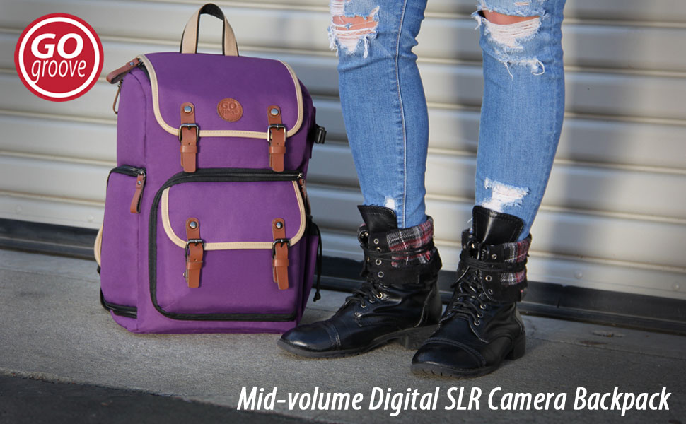Рюкзак для камери GoProove: DSLR рюкзак для подорожей, з місцем для камери, аксесуарів, ноутбука та штатива, водовідштовхувальний, з чохлом від дощу (фіолетовий)